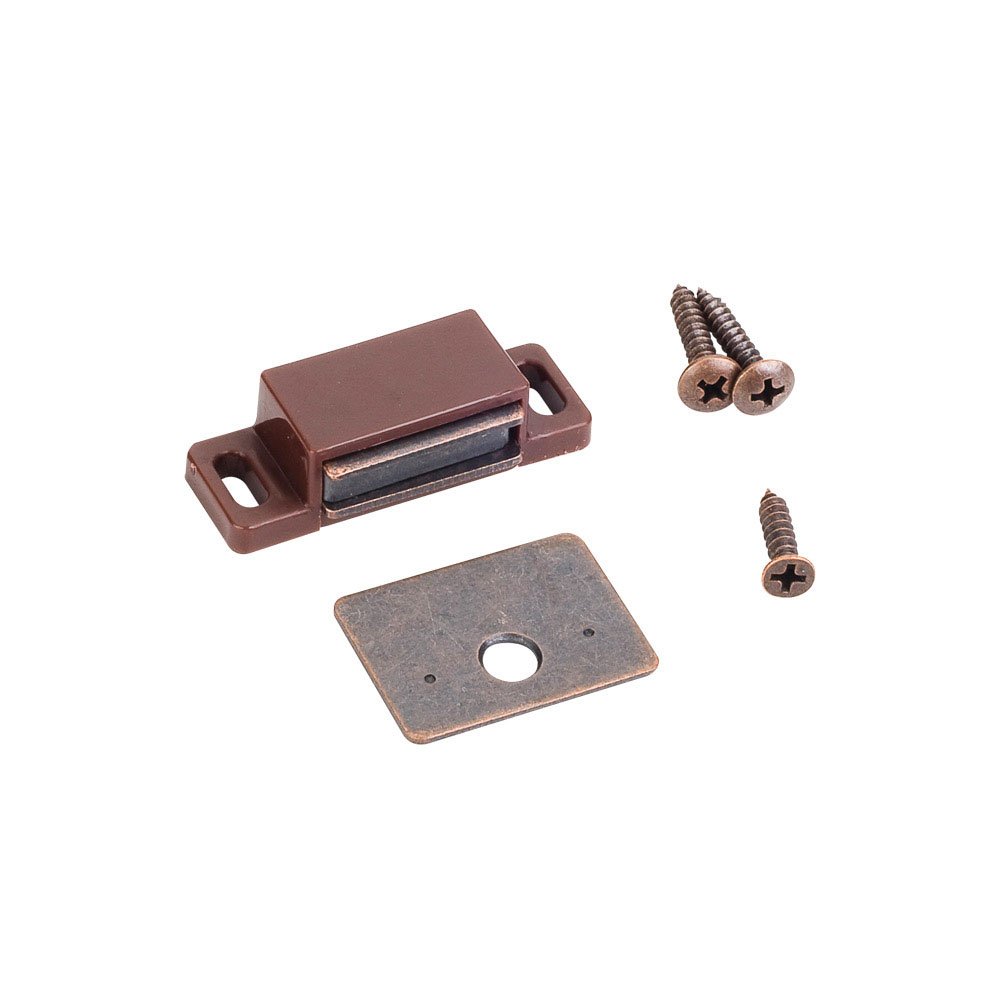 15lb. Brown Magnetic Catch with Bronze Strike & Screws, in Brown