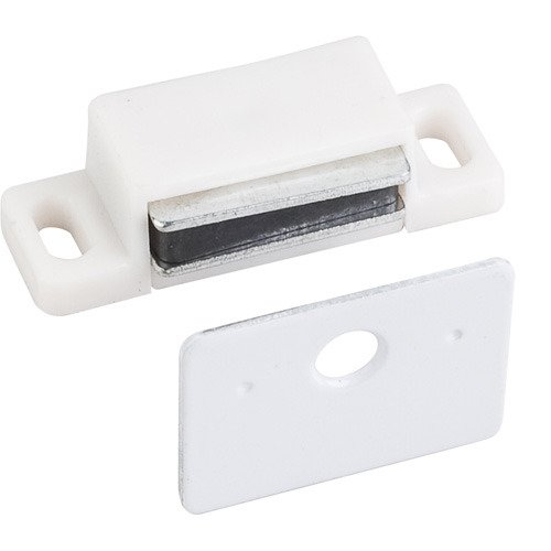 15lb. White Magnetic Catch with Strike & White Screws in White