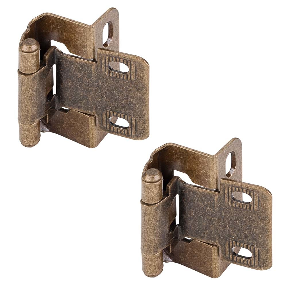Self Closing Hinge 1/2" Overlay 5/8" Frame Half Wrap in Burnished Brass (PAIR)
