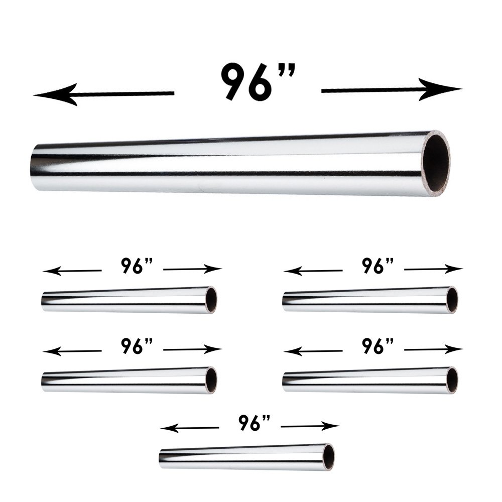 (6 PACK) 1 1/16" Round 96" Long Steel Closet Rod in Polished Chrome