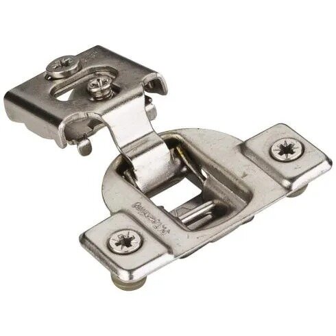 3/4" Overlay Compact Hinge with Cam Adj & 4 tabs with Dowels in Nickel