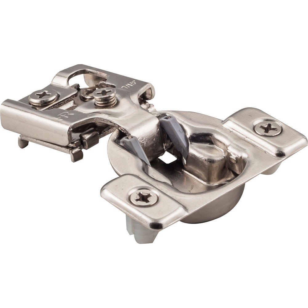 7/16" Overlay Compact Hinge with Cam Adj & 4 tabs with Dowels in Nickel