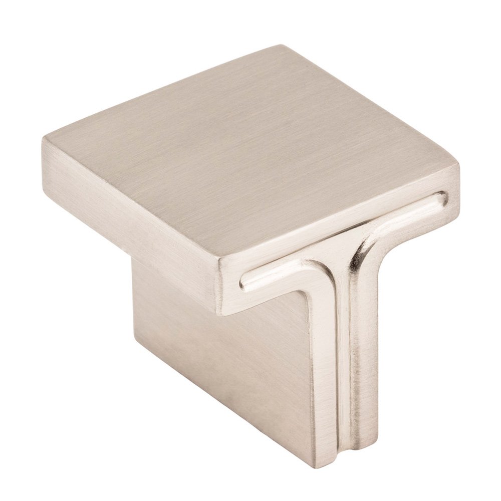 1 1/8" Overall Length Square Cabinet Knob in Satin Nickel
