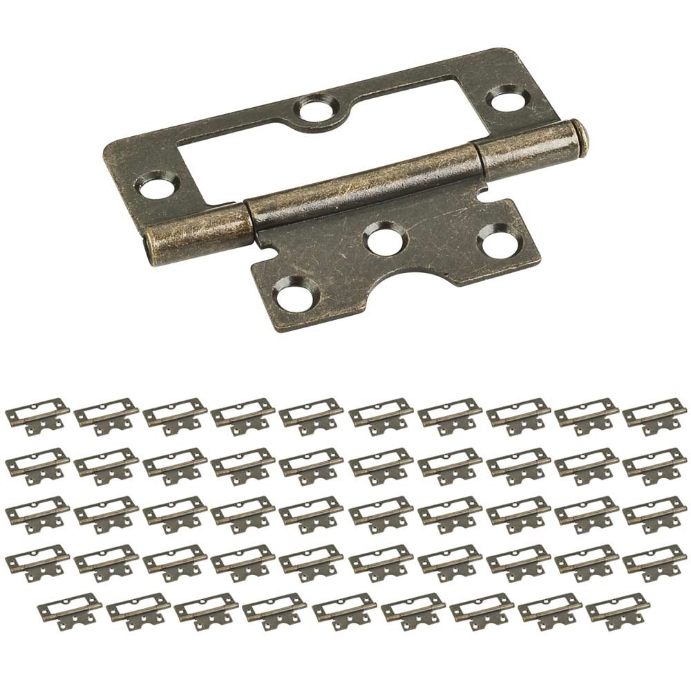 (50 PACK) 3" Swaged Loose Pin Non-mortise Hinge in Brushed Antique Brass