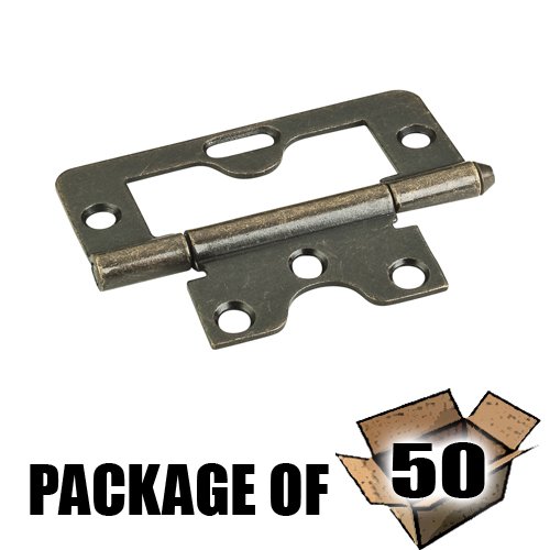 (50 PACK) 3" Swaged Loose Pin Non-mortise Hinge in Brushed Antique Brass