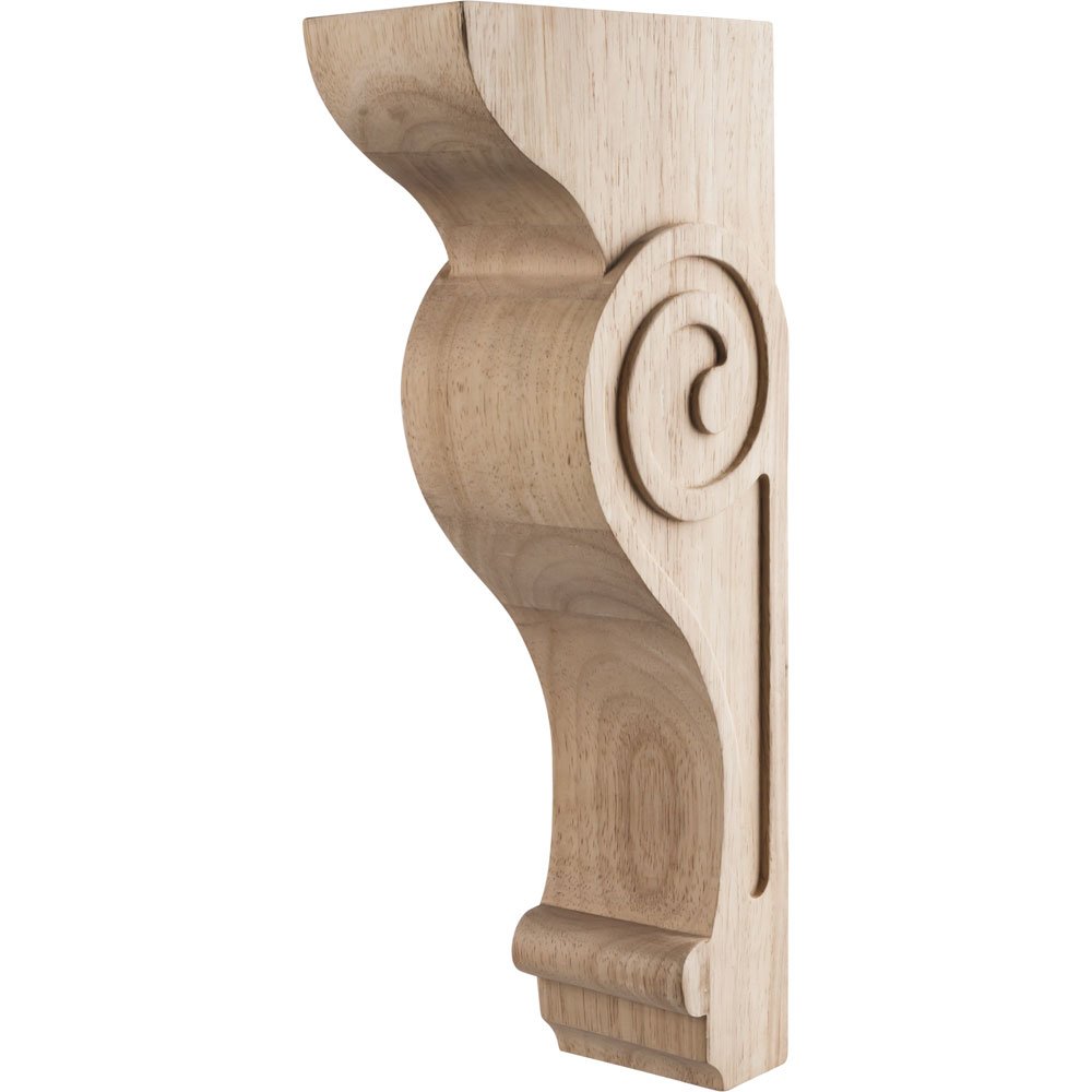 3" x 6" x 14" Transitional Scrolled Corbel in Hard Maple Wood