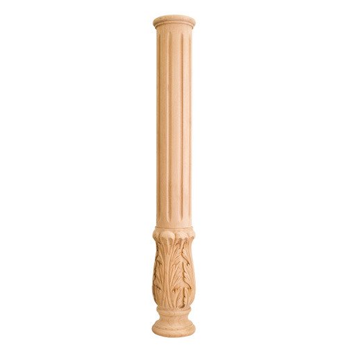 Acanthus Traditional Fireplace Column in Alder Wood