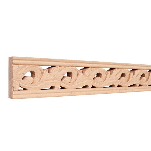 3 1/8" Leaf Traditional Hand Carved Mouldings in Hard Maple Wood (8 Linear Feet)
