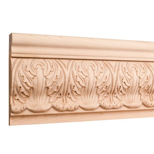 5 3/4" Acanthus Traditional Hand Carved Mouldings in Hard Maple Wood (8 Linear Feet)