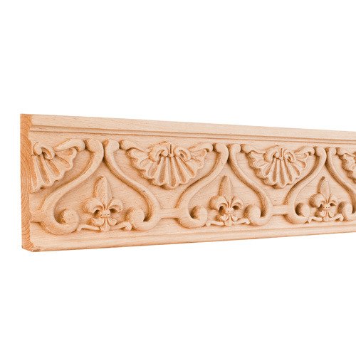 Fleur-De-Lis Traditional Hand Carved Mouldings in Cherry Wood (8 Linear Feet)