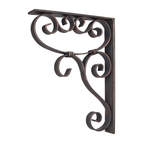 1 7/8" x 13 1/2" x 10" Metal (Iron) Scrolled Bar Bracket with Knot Detail in Brushed Oil Rubbed Bronze