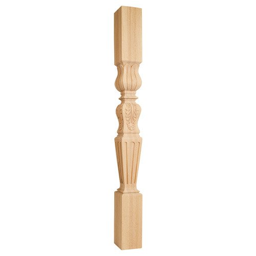 3 3/4" x 42" x 3 3/4" Acanthus /Fluted Traditional Post in Hard Maple Wood