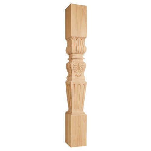 5" x 42" x 5" Acanthus /Fluted Traditional Post in Rubberwood Wood