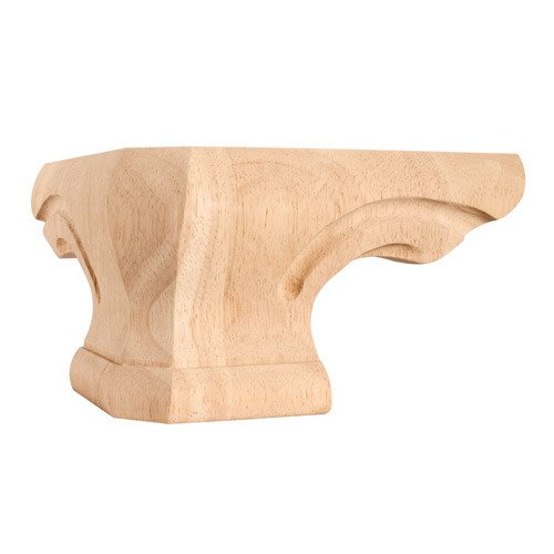 4" Rounded Traditional Pedestal Foot in Rubberwood Wood