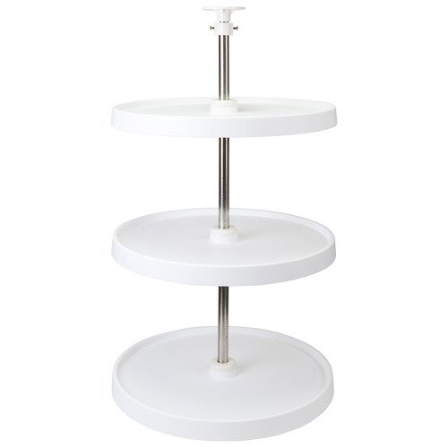 18" Round Plastic Lazy Susan 3 tiered Set in White