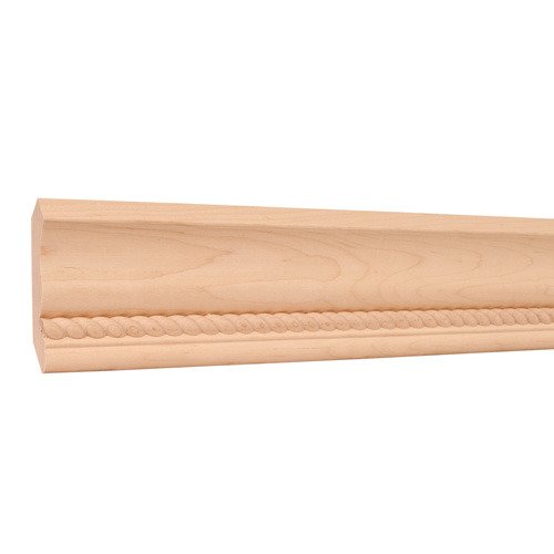 3-3/8" x 3/4" Crown Moulding with 1/2" Rope in Maple Wood (8 Linear Feet)