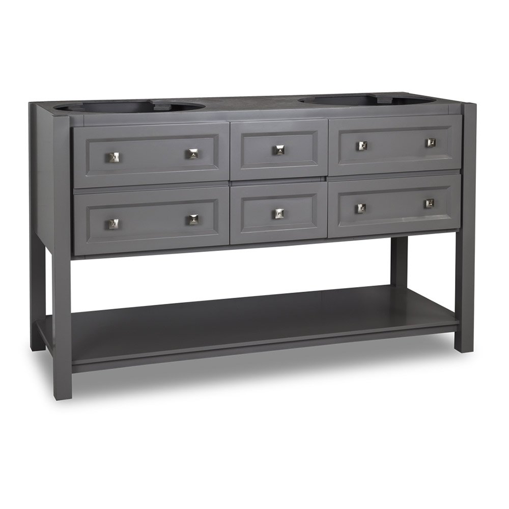 60" Double Bathroom Vanity with Preassembled Top and Bowl in Grey