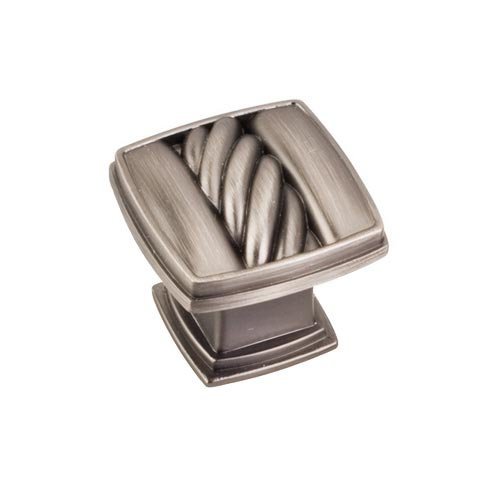 1 3/16" Diameter Cable Square Knob in Brushed Pewter