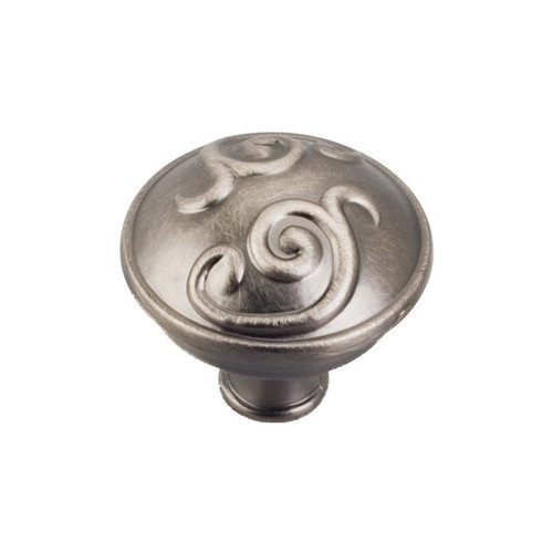 1 3/8" Diameter Scrolled Dome Knob in Brushed Pewter
