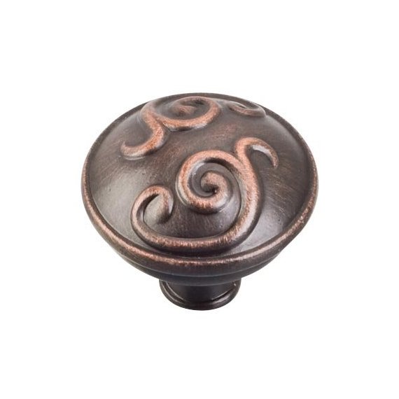 1 3/8" Diameter Scrolled Dome Knob in Brushed Oil Rubbed Bronze