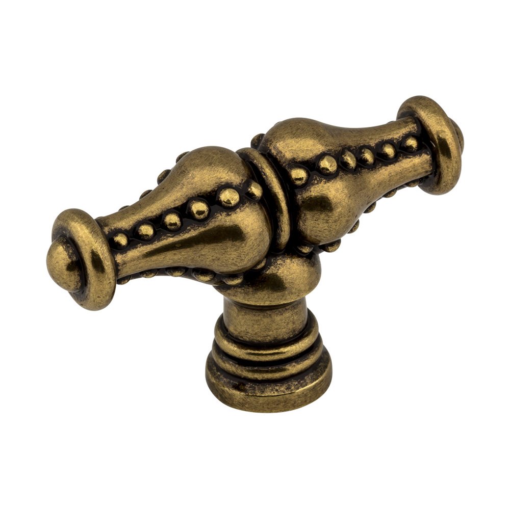 2 1/4" Beaded Knob in Lightly Distressed Antique Brass