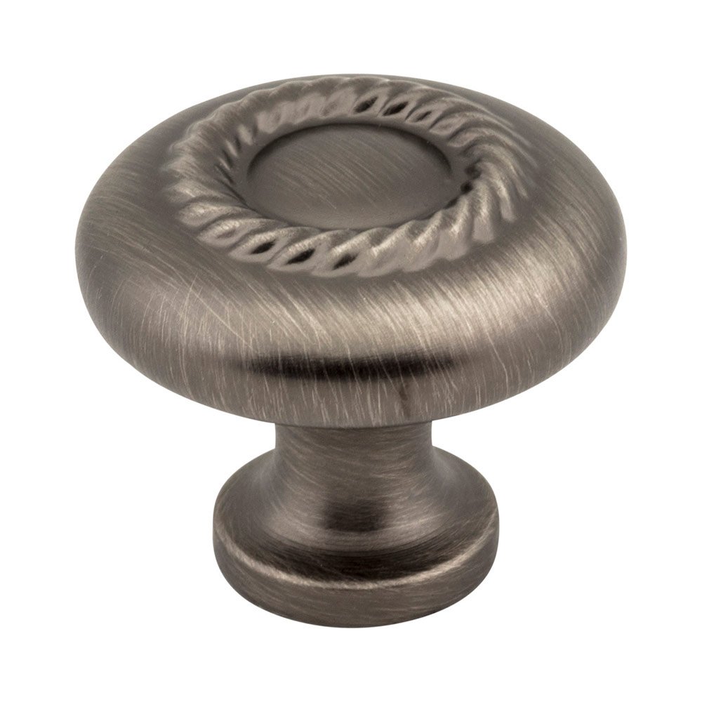 1 1/4" Diameter Knob with Rope Detail in Brushed Pewter