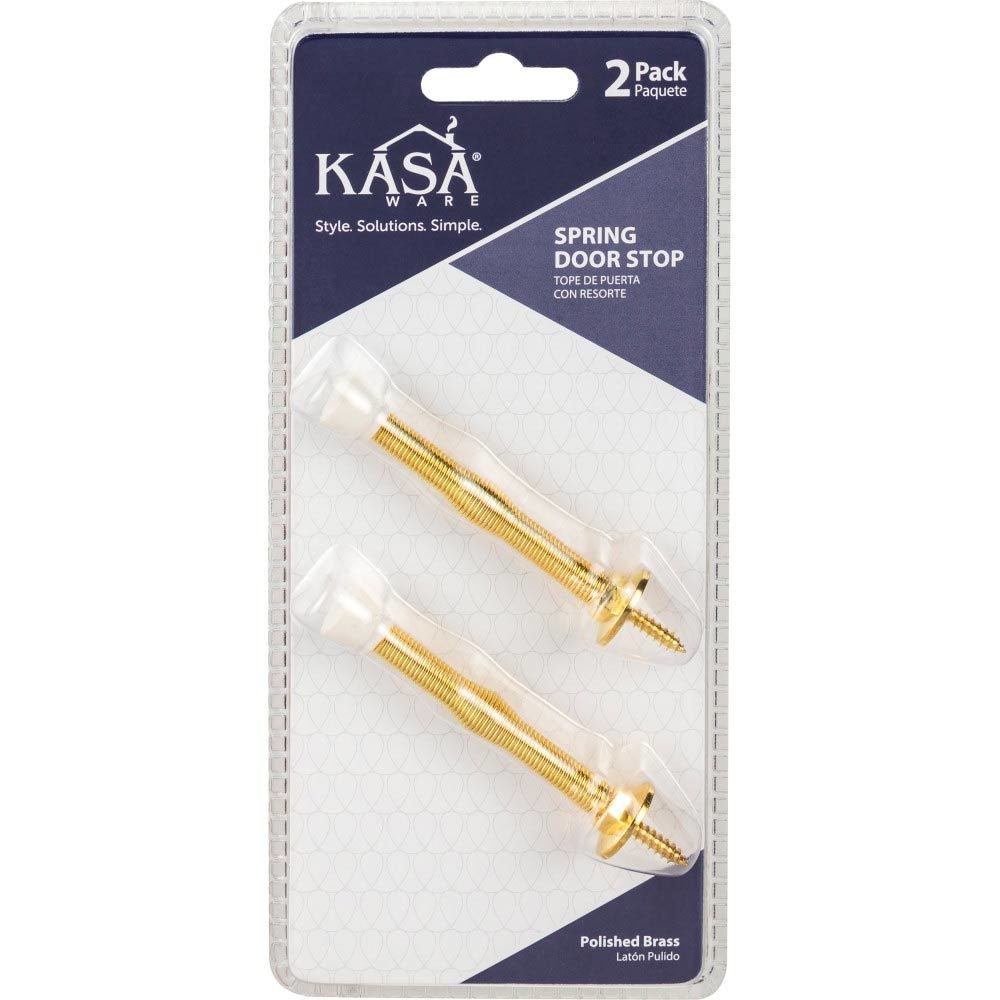 (2pc Pack) Spring Door Stops in Polished Brass