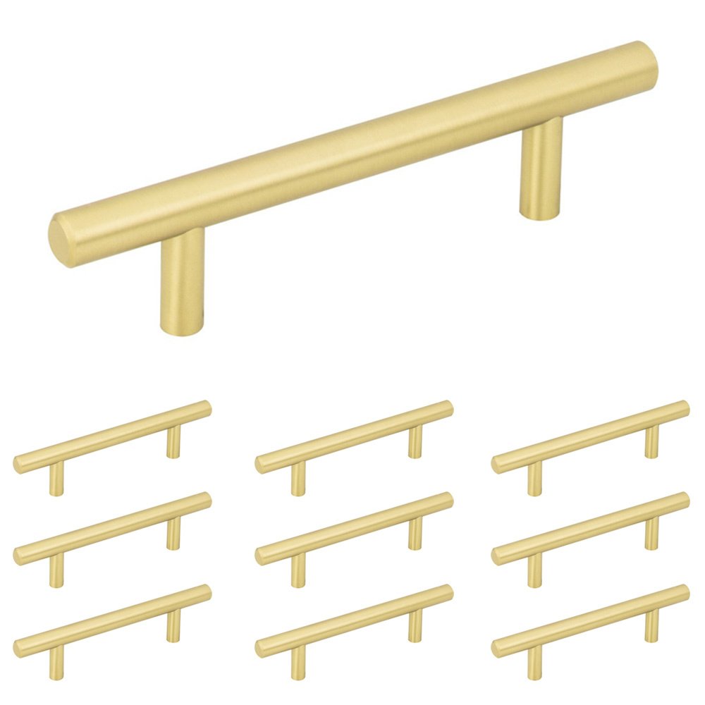 10 Pack of 3" Centers Cabinet Pull in Brushed Gold