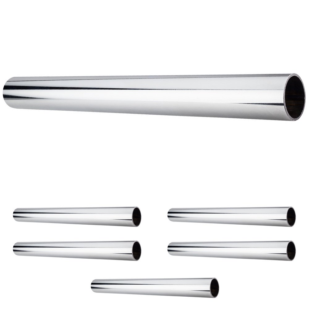(6 PACK) 1-5/16" Diameter x 8' Round Steel Closet Rod in Polished Chrome