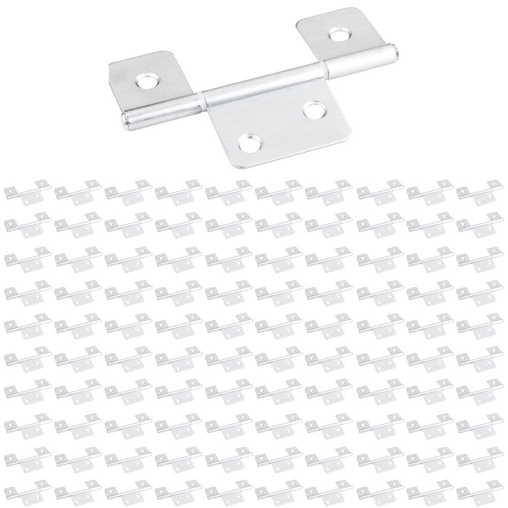 (100 PACK) 3-1/2" Three Leaf Non-mortise Hinge without Screws in Brushed Chrome