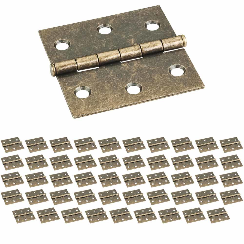 (50 PACK) 2-1/2" x 2-1/2" Swaged Butt Hinge in Brushed Antique Brass