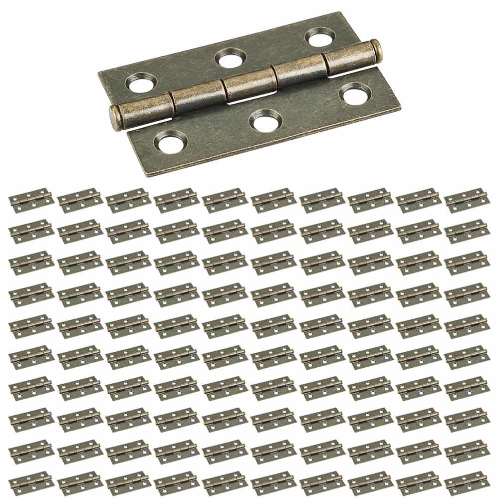 (100 PACK) 2-1/2" x 1-1/2" Swaged Butt Hinge in Brushed Antique Brass