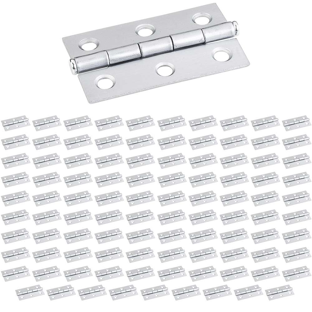 (100 PACK) 2-1/2" x 1-1/2" Swaged Butt Hinge in Brushed Chrome