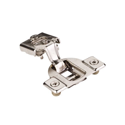 1" Overlay Cam Adjustable Face Frame Compact Hinge with Dowels in Nickel