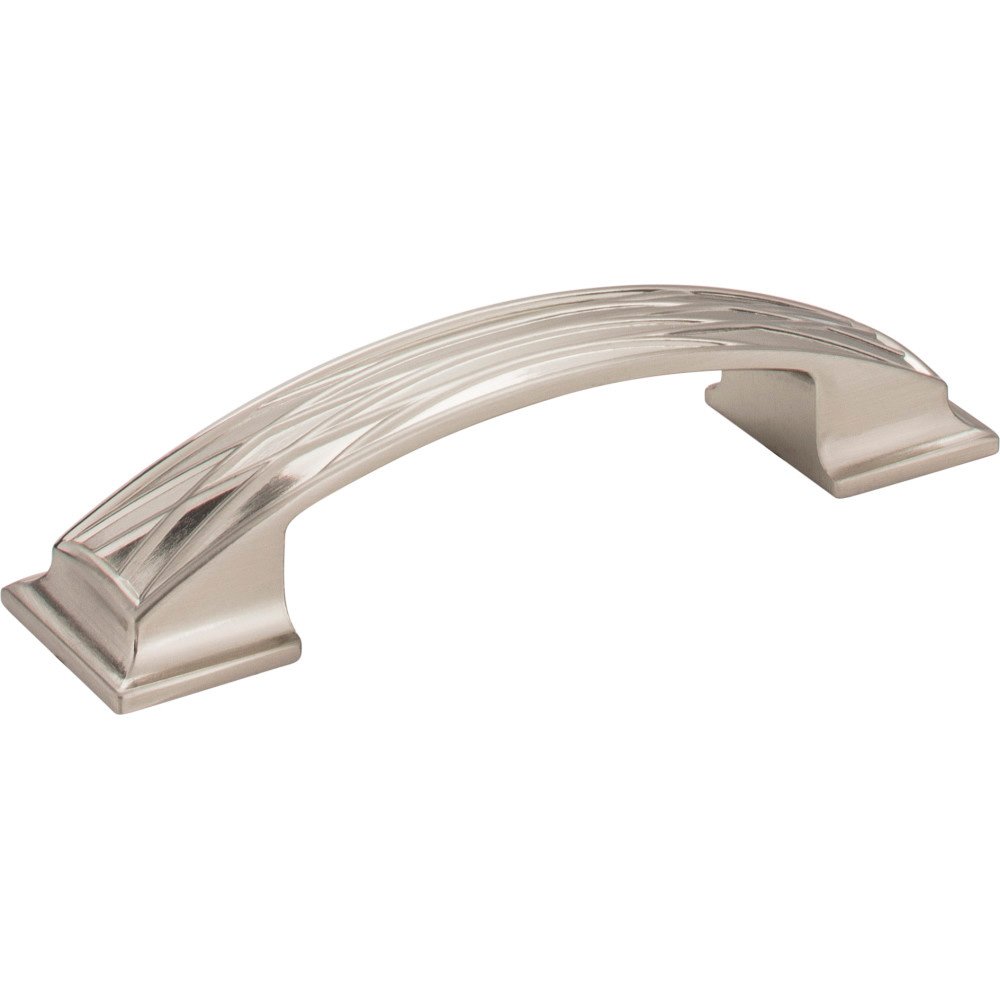 96mm Centers Lined Cabinet Pull in Satin Nickel