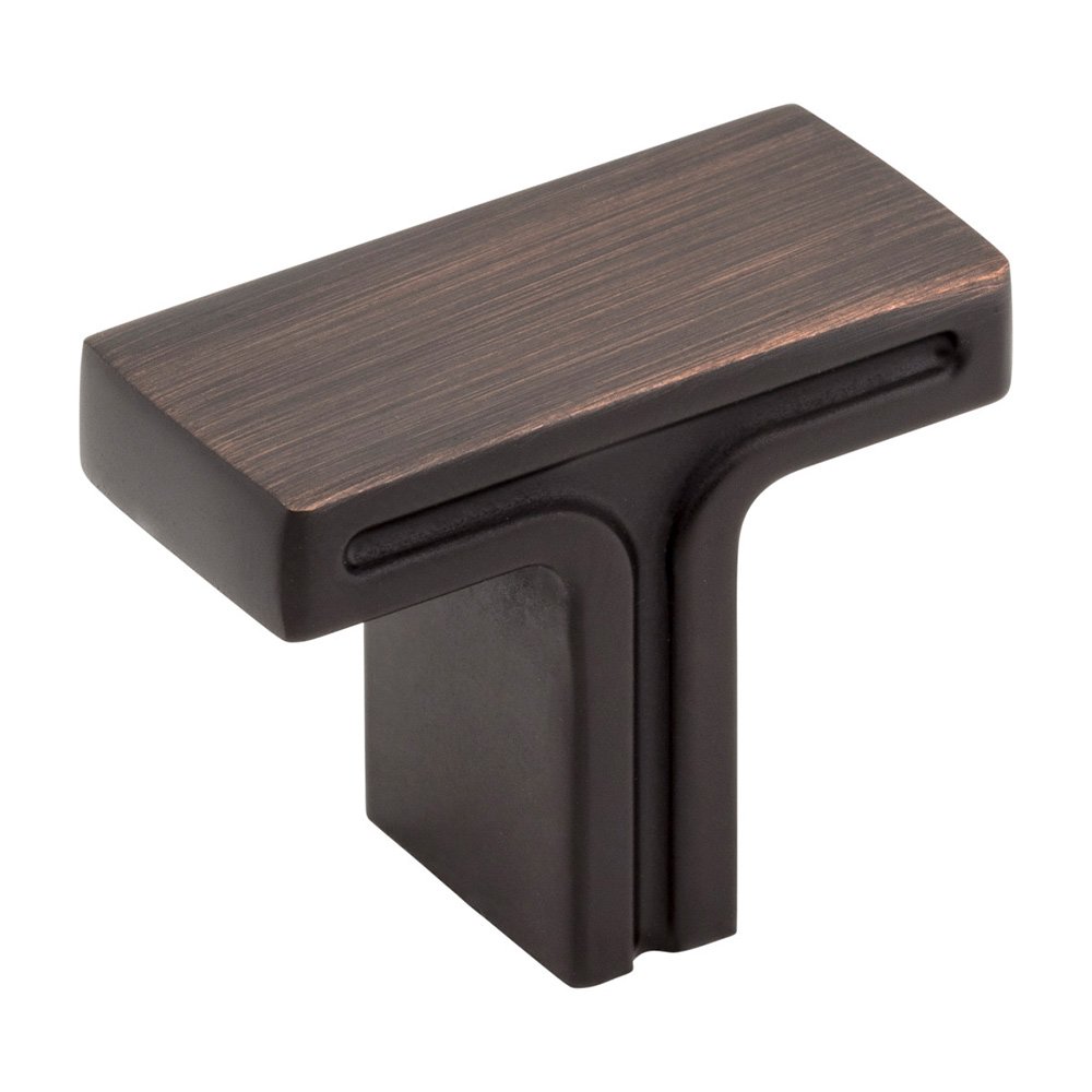 1 3/8" Overall Length Rectangle Cabinet Knob in Brushed Oil Rubbed Bronze