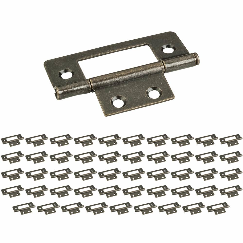 (50 PACK) 4 Hole 3" Loose Pin Non-mortise Hinge in Brushed Antique Brass