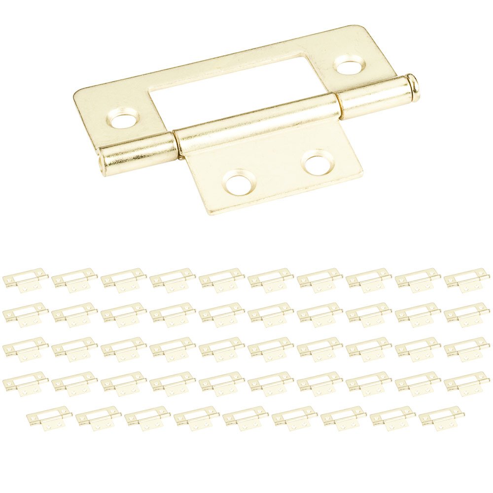 (50 PACK) 4 Hole 3" Loose Pin Non-mortise Hinge in Polished Brass