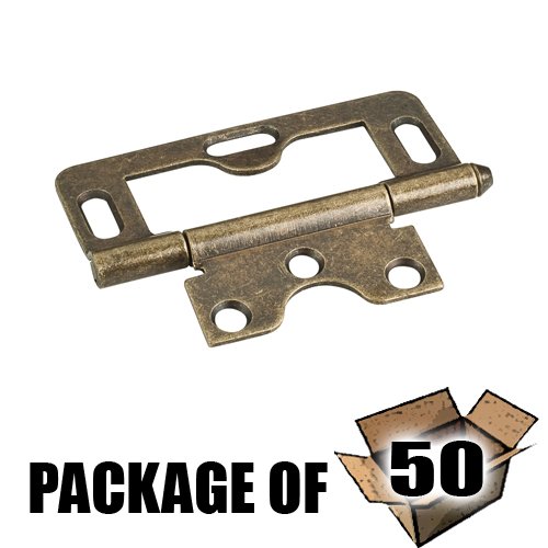 (50 PACK) 3" Loose Pin Swaged Hinge Non Mortise with 3 Slots in Brushed Antique Brass