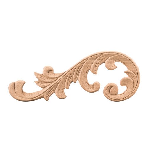 4" Left Acanthus Traditional Applique in Cherry Wood