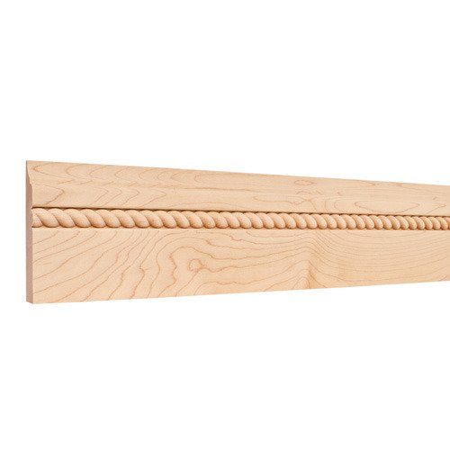 3-1/2" x 5/8" Base Moulding with 1/2" Rope in Poplar Wood (8 Linear Feet)