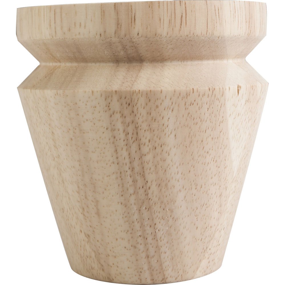 4" Round x 4" Tall Tapered Bun Foot with "V" Groove in Rubberwood Wood