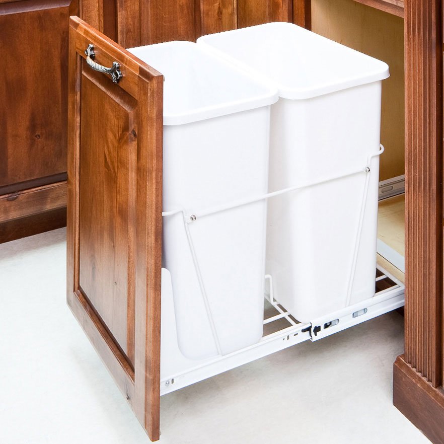 35-Quart Double Pullout Waste Container System in White