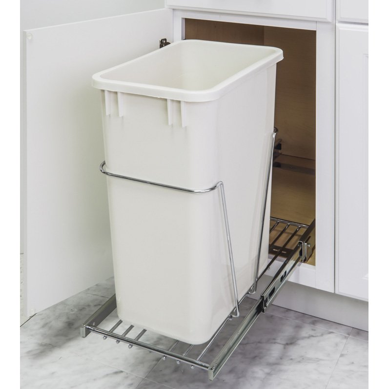 11 Minutes Installation Single Trash Can Pull-Out System with Can Chrome