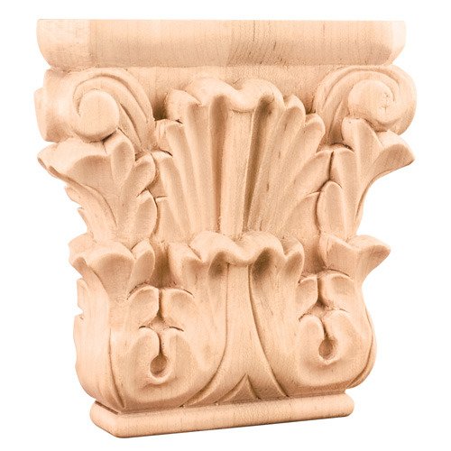 4 3/4" Acanthus Traditional Capital in Oak Wood