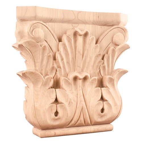 8" Acanthus Traditional Capital in Hard Maple Wood