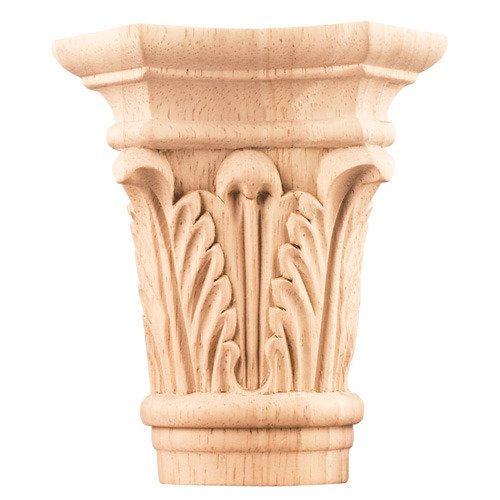 Small Acanthus Traditional Capital in Rubberwood Wood