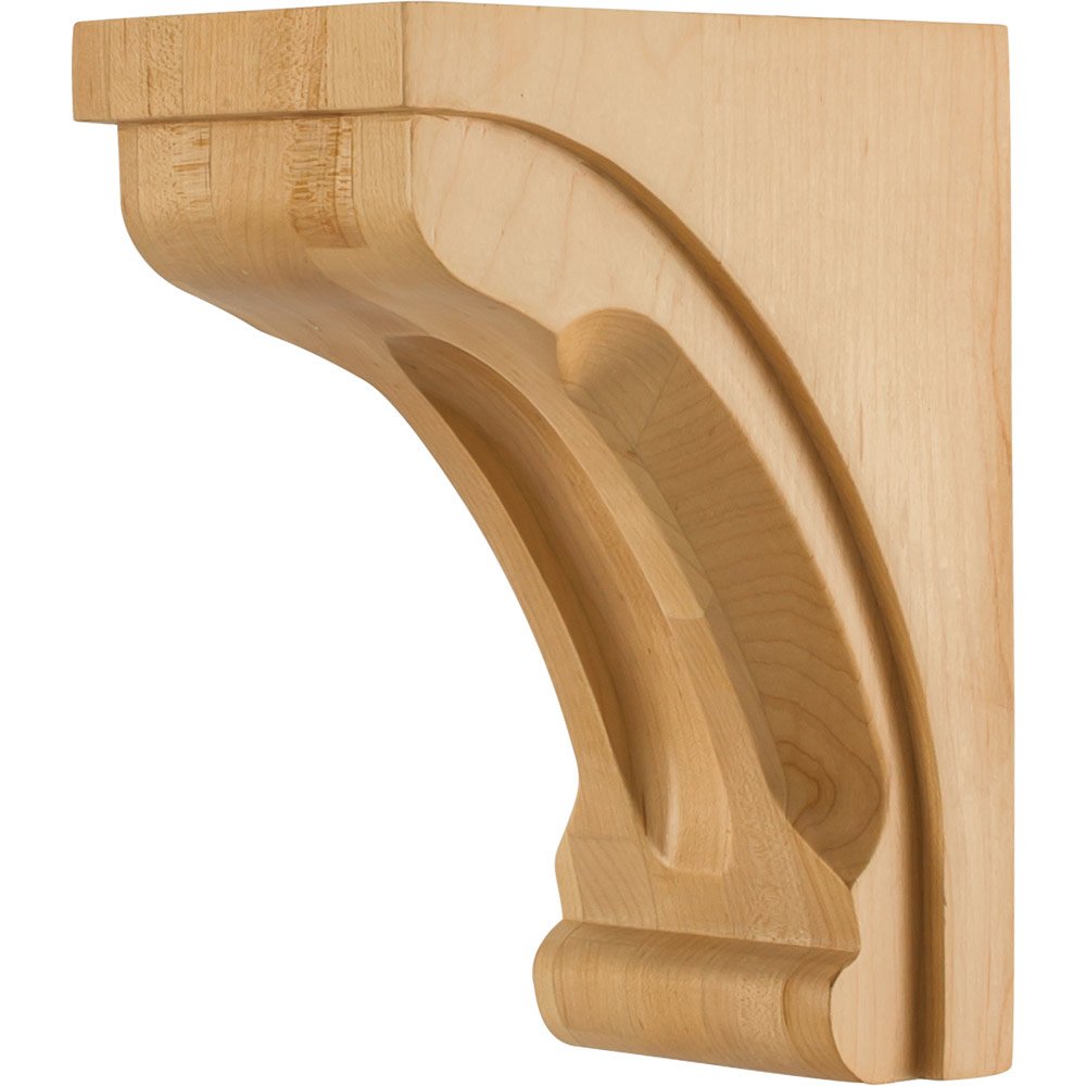 4" x 6" x 8" Modern Corbel with Scooped Center and Edges in Hard Maple Wood