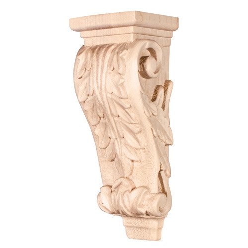 2 1/2" x 7" x 2 5/8" Acanthus Traditional Corbel in Rubberwood Wood