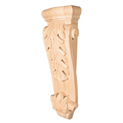 7" x 22" x 3 3/4" Large Low Profile Acanthus Traditional Corbel in Rubberwood Wood